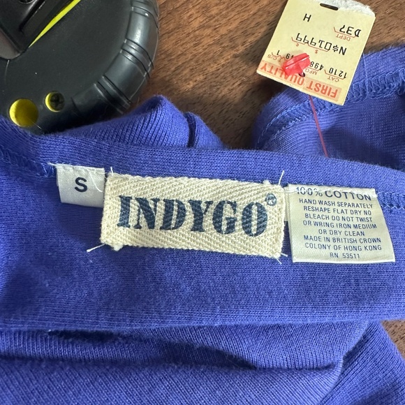 Vintage Deadstock NWT Indygo Purple Ribbed Drop Waist Open Back Sleeveless Dress - Picture 8 of 8